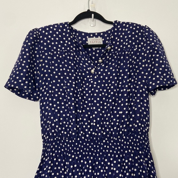 Floral Embossed Silk Polka Dot Secretary Dress - Picture 2 of 5